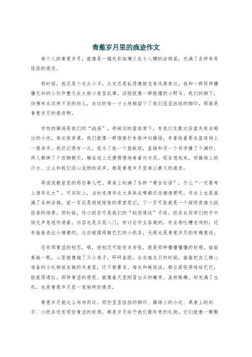 青葱岁月里的痕迹作文