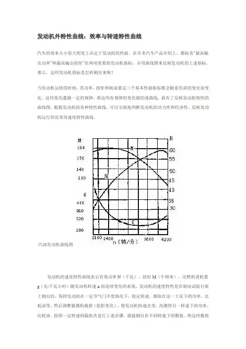 发动机外特性曲线：效率与转速特性曲线