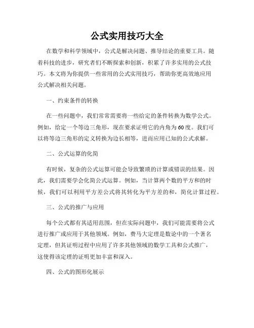 公式实用技巧大全