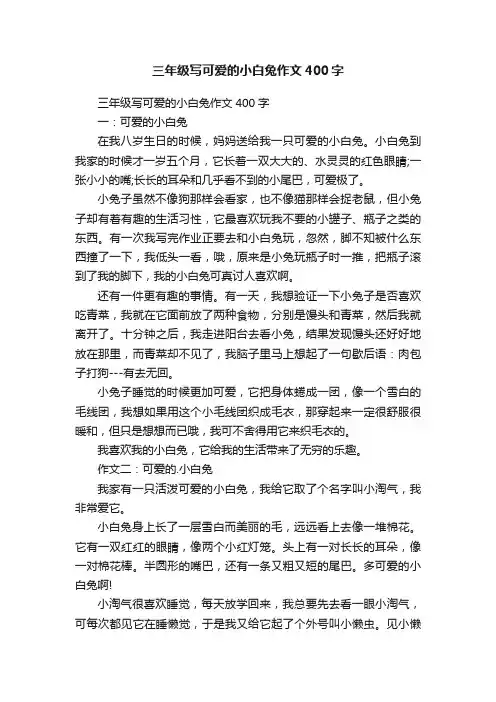 三年级写可爱的小白兔作文400字