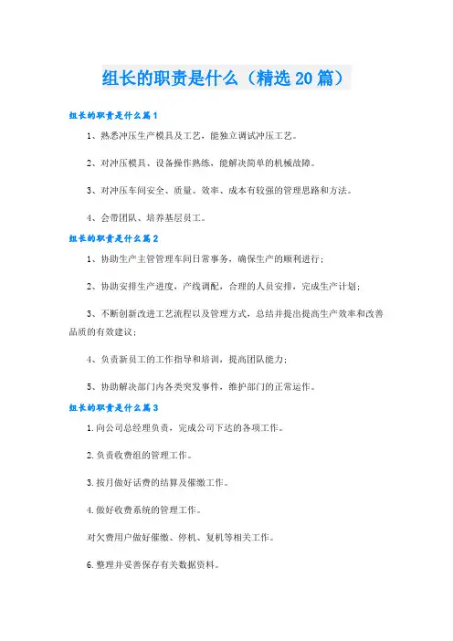 组长的职责是什么(精选20篇)