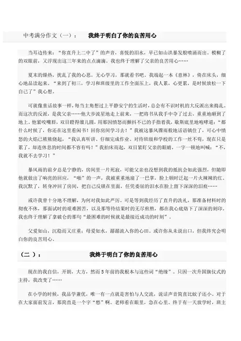 中考作文我终于明白了你的良苦用心
