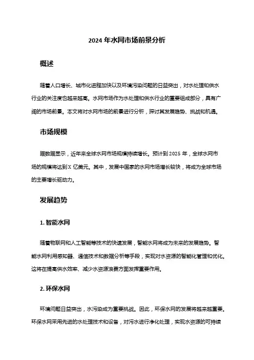 2024年水网市场前景分析