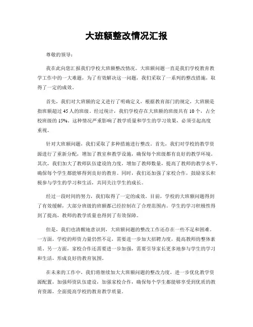 大班额整改情况汇报