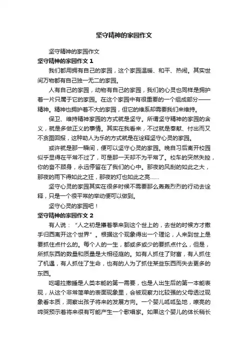 坚守精神的家园作文