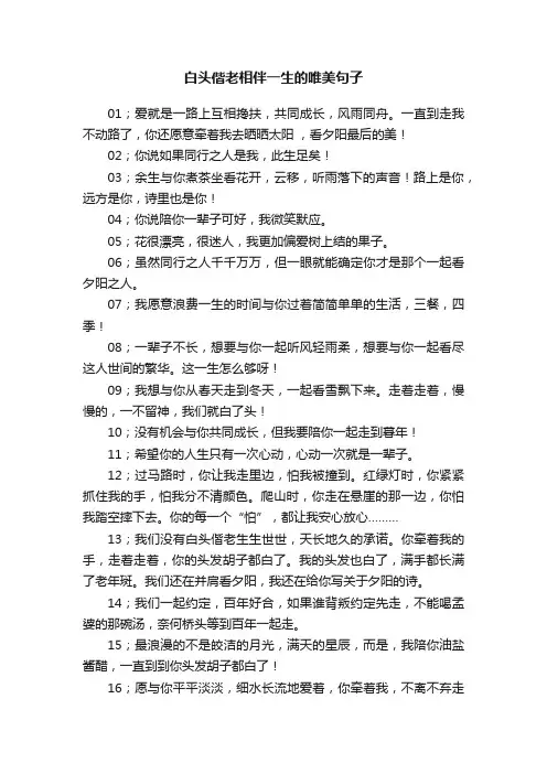 白头偕老相伴一生的唯美句子