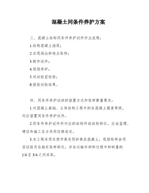 混凝土同条件养护方案