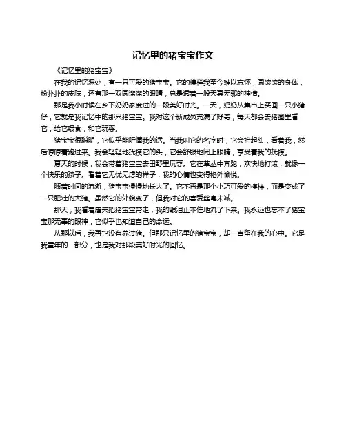 记忆里的猪宝宝作文