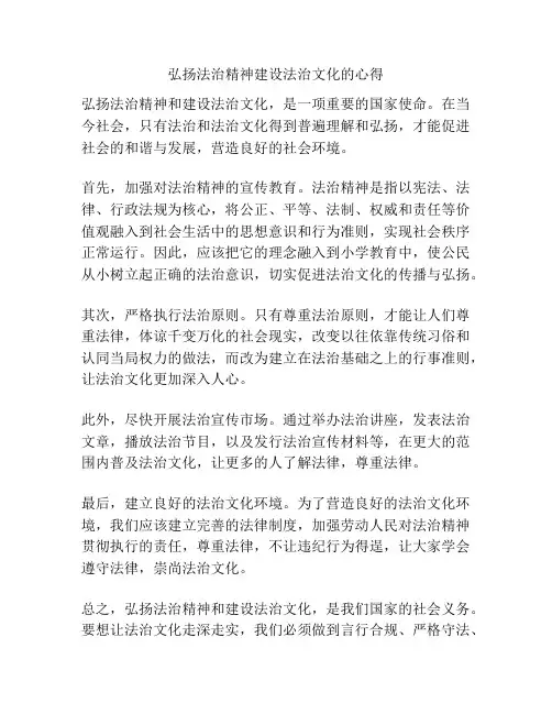 弘扬法治精神建设法治文化的心得