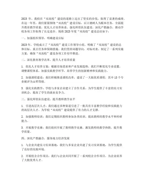 双高校建设年度总结