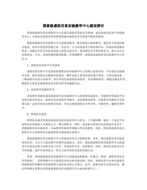国家级虚拟仿真实验教学中心建设探讨