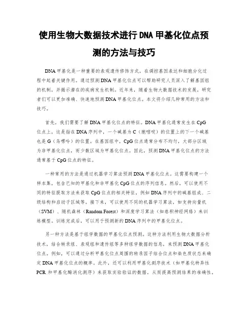 使用生物大数据技术进行DNA甲基化位点预测的方法与技巧