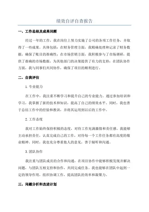 绩效自评自查报告