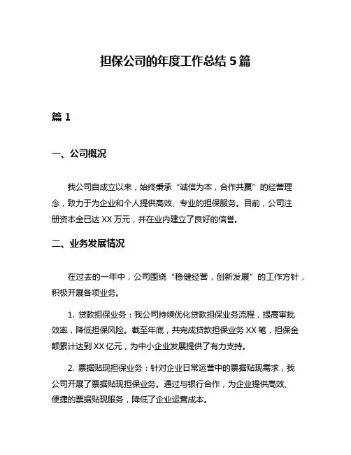 担保公司的年度工作总结5篇