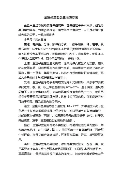 金鱼吊兰怎么栽培的方法