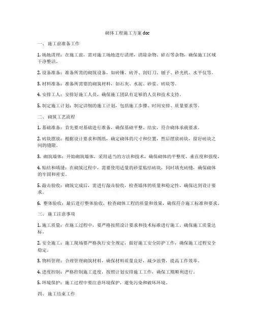 砌体工程施工方案doc