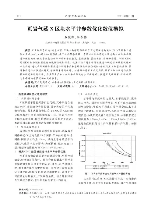 页岩气藏X区块水平井参数优化数值模拟