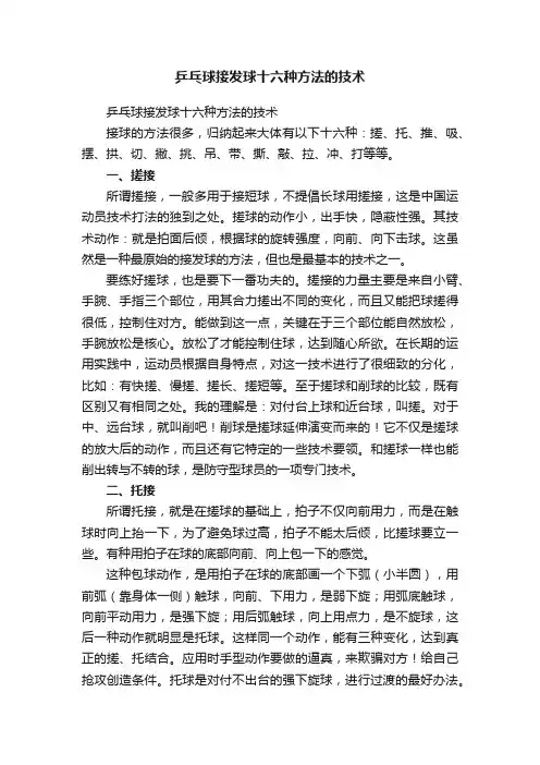 乒乓球接发球十六种方法的技术