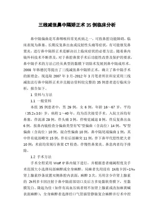 三线减张鼻中隔矫正术35例临床分析