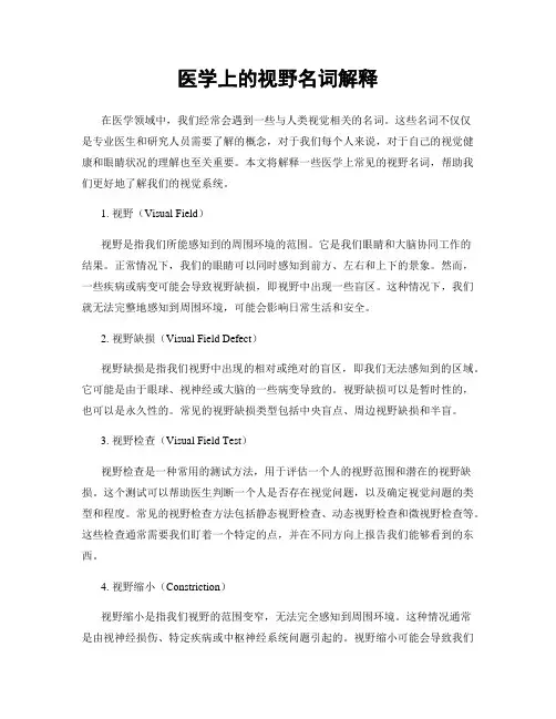 医学上的视野名词解释