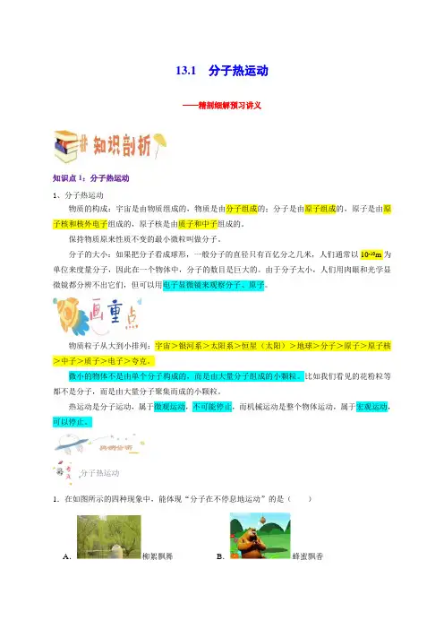 13-1  分子热运动(解析版)
