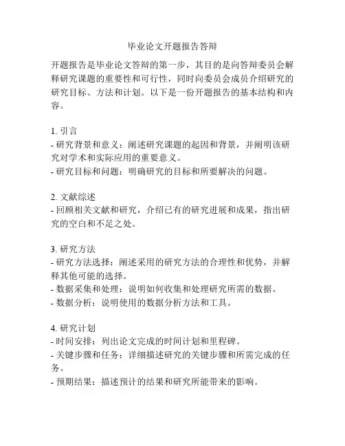 毕业论文开题报告答辩