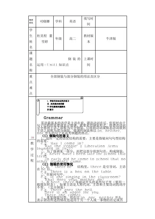 牛津高二英语第一单元知识点(上海版)