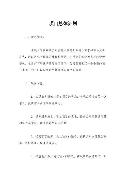 项目总体计划