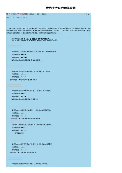 世界十大现代建筑奇迹