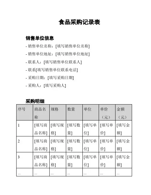 食品采购记录表