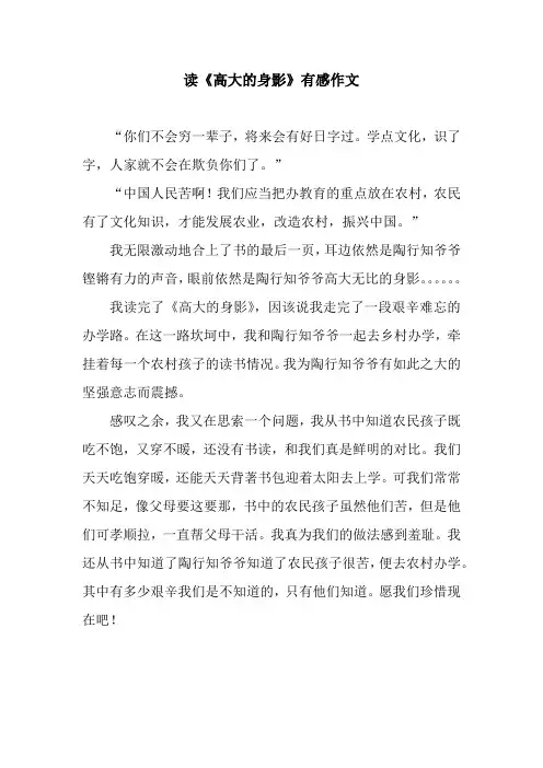 读《高大的身影》有感作文