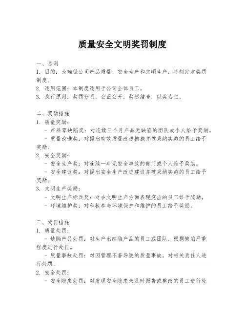 质量安全文明奖罚制度