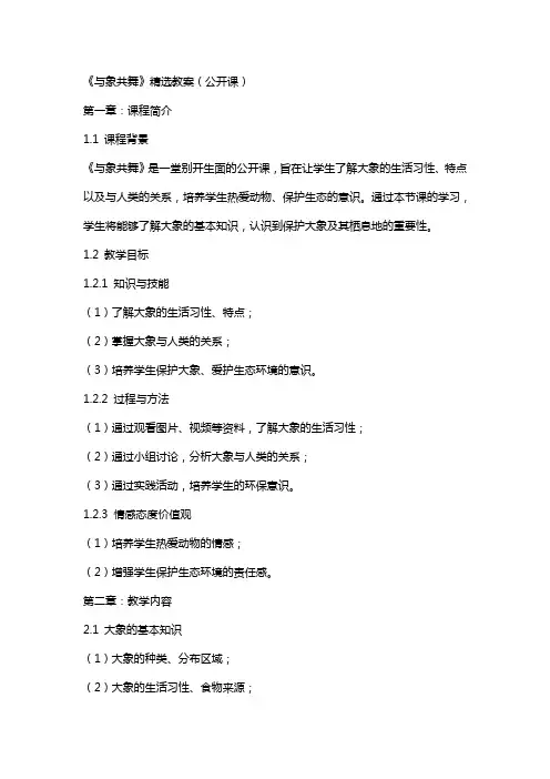《与象共舞》教案(公开课)