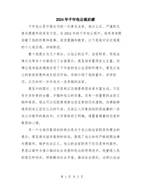 2024年千年包公观后感