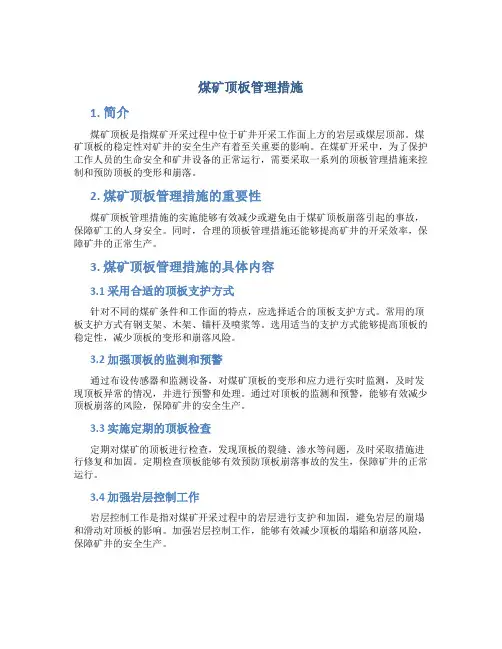 煤矿顶板管理措施