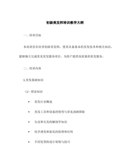 初级美发师培训教学大纲
