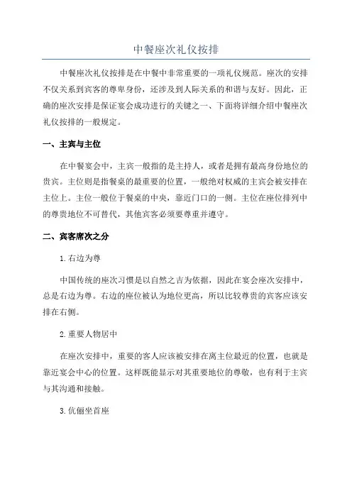 中餐座次礼仪按排