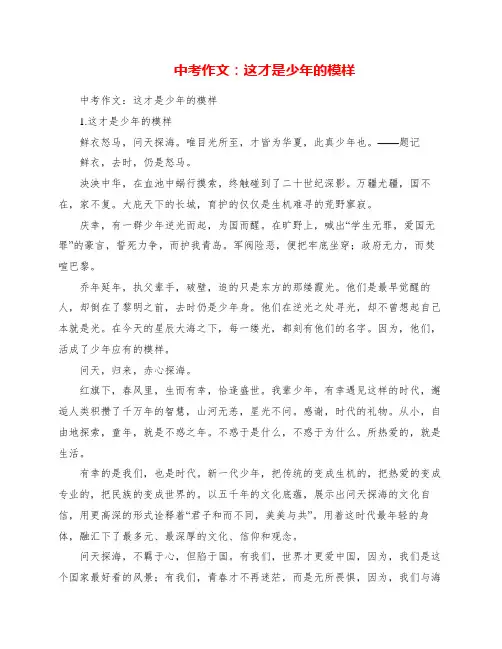 中考作文：这才是少年的模样