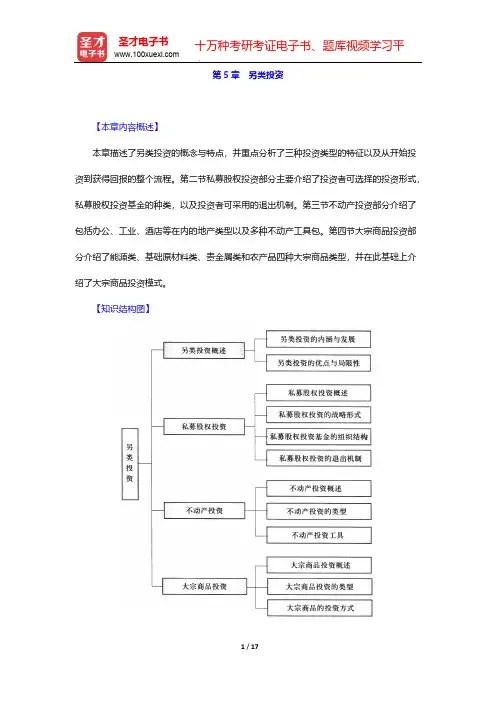 基金从业资格考试《证券投资基金基础知识》-另类投资【圣才出品】