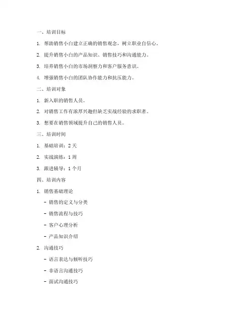 销售小白培训方案范文