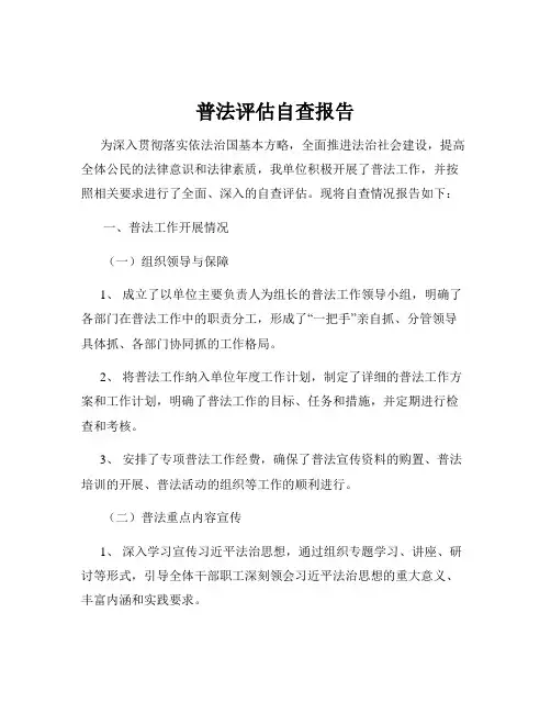 普法评估自查报告