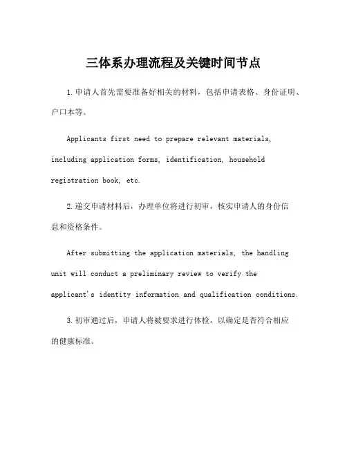 三体系办理流程及关键时间节点