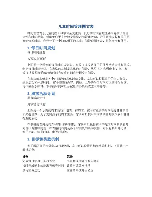 儿童时间管理图文表