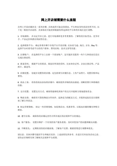 网上开店铺需要什么流程