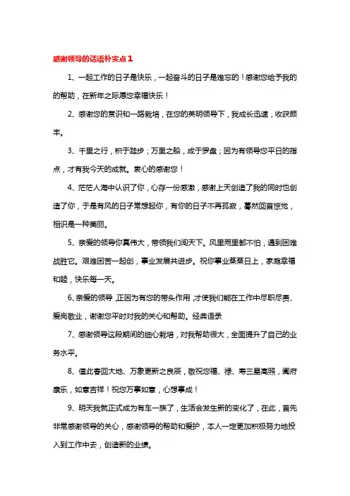 感谢领导的话简单朴实