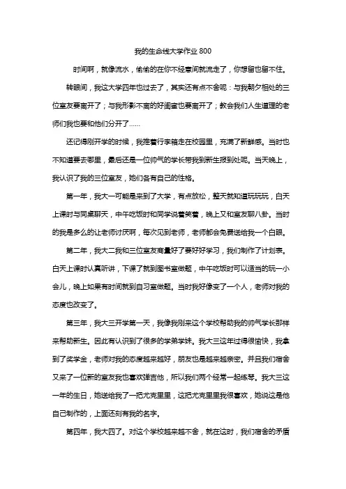 我的生命线大学作业800