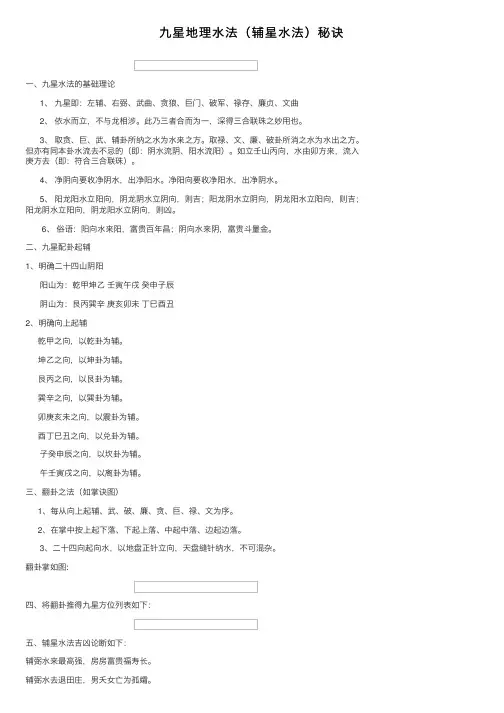 九星地理水法（辅星水法）秘诀