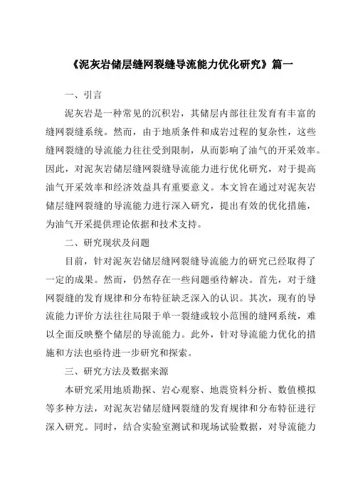 《泥灰岩储层缝网裂缝导流能力优化研究》