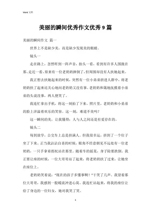 美丽的瞬间作文9篇