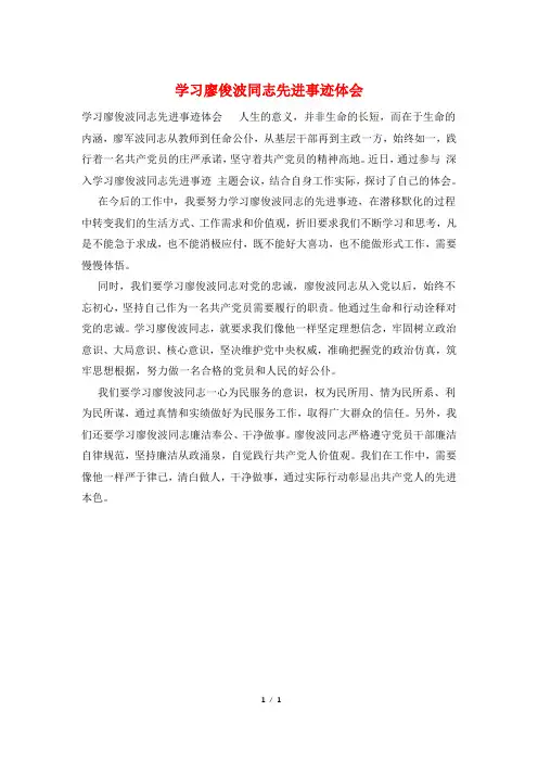 学习廖俊波同志先进事迹体会